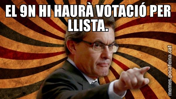 EL 9N HI HAURÀ VOTACIÓ PER LLISTA.