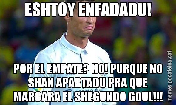 ESHTOY ENFADADU! POR EL EMPATE? NO! PURQUE NO SHAN APARTADU PRA QUE MARCARA EL SHEGUNDO GOUL!!!