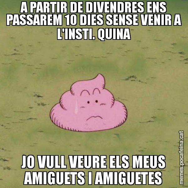 A PARTIR DE DIVENDRES ENS PASSAREM 10 DIES SENSE VENIR A L'INSTI. QUINA JO VULL VEURE ELS MEUS AMIGUETS I AMIGUETES - Caca