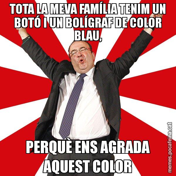 TOTA LA MEVA FAMÍLIA TENIM UN BOTÓ I UN BOLÍGRAF DE COLOR BLAU, PERQUÈ ENS AGRADA AQUEST COLOR - Miquel Iceta - 27S