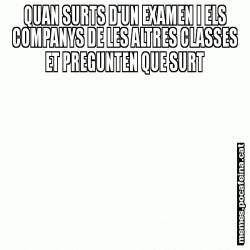 QUAN SURTS D'UN EXAMEN I ELS COMPANYS DE LES ALTRES CLASSES ET PREGUNTEN QUE SURT