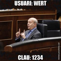 USUARI: WERT CLAU: 1234