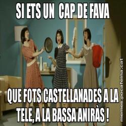 SI ETS UN  CAP DE FAVA QUE FOTS CASTELLANADES A LA TELE, A LA BASSA ANIRÀS !