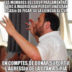 ELS MEMBRES DEL GRUP PARLAMENTARI D'ERC A MADRID HAN PERDUT UNA GRAN OCASIó DE FICAR-SE LA LLENGUA AL CUL EN COMPTES DE DONAR SUPORT A L'AGRESSIó DE LA OTAN A SíRIA