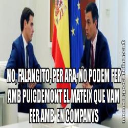 NO, FALANGITO, PER ARA, NO PODEM FER AMB PUIGDEMONT EL MATEIX QUE VAM FER AMB  EN COMPANYS