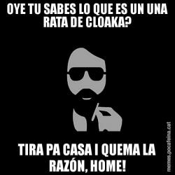 OYE TU SABES LO QUE ES UN UNA RATA DE CLOAKA? TIRA PA CASA I QUEMA LA RAZÓN, HOME!