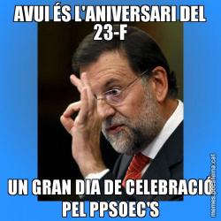 AVUI ÉS L'ANIVERSARI DEL 23-F UN GRAN DIA DE CELEBRACIÓ PEL PPSOEC'S
