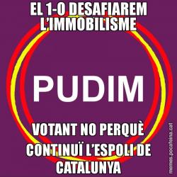 EL 1-O DESAFIAREM L’IMMOBILISME VOTANT NO PERQUÈ CONTINUÏ L’ESPOLI DE CATALUNYA