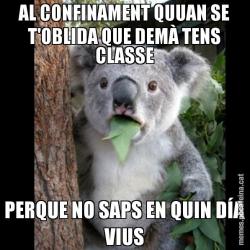 AL CONFINAMENT QUUAN SE T'OBLIDA QUE DEMÀ TENS CLASSE PERQUE NO SAPS EN QUIN DÍA VIUS