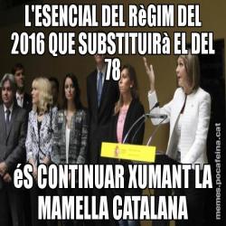 L'ESENCIAL DEL RèGIM DEL 2016 QUE SUBSTITUIRà EL DEL 78 éS CONTINUAR XUMANT LA MAMELLA CATALANA