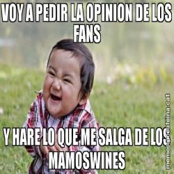 VOY A PEDIR LA OPINION DE LOS FANS Y HARE LO QUE ME SALGA DE LOS MAMOSWINES