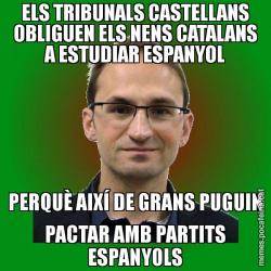 ELS TRIBUNALS CASTELLANS OBLIGUEN ELS NENS CATALANS A ESTUDIAR ESPANYOL PERQUÈ AIXÍ DE GRANS PUGUIN PACTAR AMB PARTITS ESPANYOLS
