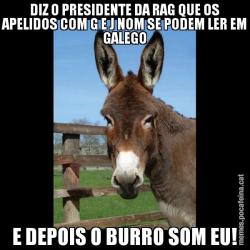 DIZ O PRESIDENTE DA RAG QUE OS APELIDOS COM G E J NOM SE PODEM LER EM GALEGO E DEPOIS O BURRO SOM EU!