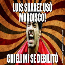 LUIS SUAREZ USÓ MORDISCO! CHIELLINI SE DEBILITÓ