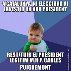 A CATALUNYA, NI ELECCIONS NI INVESTIR UN NOU PRESIDENT RESTITUIR EL PRESIDENT LEGÍTIM M.H.P. CARLES PUIGDEMONT