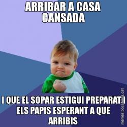ARRIBAR A CASA CANSADA I QUE EL SOPAR ESTIGUI PREPARAT I ELS PAPIS ESPERANT A QUE ARRIBIS