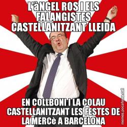 L'àNGEL ROS I ELS FALANGISTES CASTELLANITZANT LLEIDA EN COLLBONI I LA COLAU CASTELLANITZANT LES FESTES DE LA MERCè A BARCELONA