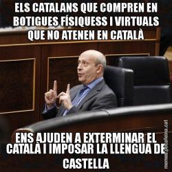 ELS CATALANS QUE COMPREN EN BOTIGUES FÍSIQUESS I VIRTUALS QUE NO ATENEN EN CATALÀ ENS AJUDEN A EXTERMINAR EL CATALÀ I IMPOSAR LA LLENGUA DE CASTELLA