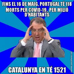 FINS EL 16 DE MAIG, PORTUGAL TÉ 118 MORTS PER COVID-19,  PER MILIÓ D'HABITANTS CATALUNYA EN TÉ 1521