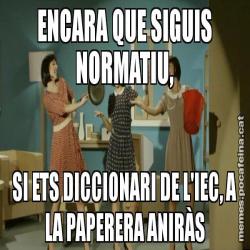 ENCARA QUE SIGUIS NORMATIU, SI ETS DICCIONARI DE L'IEC, A LA PAPERERA ANIRÀS