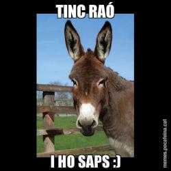 TINC RAÓ I HO SAPS :)