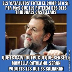 ELS 'CATALUFOS' FOTEN EL CAMP Sí O Sí, PER MéS QUE ELS PUTEJEM DES DELS TRIBUNALS CASTELLANS QUE ES SALVI QUI PUGUI QUE, SENSE LA MAMELLA CATALANA, SERAN POQUETS ELS QUE ES SALVARAN