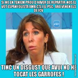 SI NO EN TENIEM PROU D'HAVER DE REPARTIR-NOS EL VOT ESPANYOLISTA AMB C'S I EL PSC,  ARA VENEN ELS DE ICV  TINC UN DISGUST QUE AVUI NO HE TOCAT LES GARROFES !