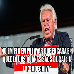 NO EM FEU EMPRENYAR QUE ENCARA EM QUEDEN UNS QUANTS SACS DE CALç A LA 'BODEGUIYA'