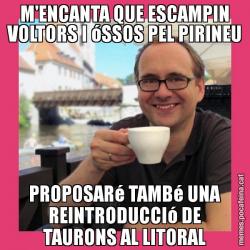 M'ENCANTA QUE ESCAMPIN VOLTORS I óSSOS PEL PIRINEU PROPOSARé TAMBé UNA REINTRODUCCIó DE TAURONS AL LITORAL