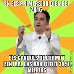 EN ELS PRIMERS 88 DIES DEL 2016  ELS GANDULS DE L'ERMOT CENTRAL ENS HAN FOTUT 3950 MILIONS