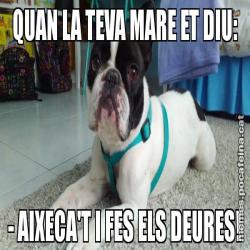 QUAN LA TEVA MARE ET DIU: - AIXECA'T I FES ELS DEURES!