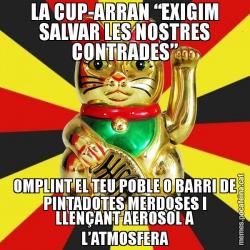 LA CUP-ARRAN “EXIGIM SALVAR LES NOSTRES CONTRADES” OMPLINT EL TEU POBLE O BARRI DE PINTADOTES MERDOSES I LLENÇANT AEROSOL A L’ATMOSFERA