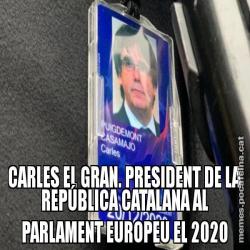 CARLES EL GRAN. PRESIDENT DE LA REPÚBLICA CATALANA AL PARLAMENT EUROPEU EL 2020