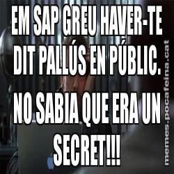 EM SAP GREU HAVER-TE DIT PALLÚS EN PÚBLIC. NO SABIA QUE ERA UN SECRET!!!