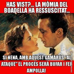 HAS VIST?... LA MÒMIA DEL BOADELLA HA RESSUSCITAT... SI NENA, AMB AQUEST GAMARÚS "AL ATAQUE" EL PROCÉS SERÀ BUFAR I FER AMPOLLA!