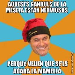 AQUESTS GANDULS DE LA MESETA ESTAN NERVIOSOS  PERQUè VEUEN QUE SE'LS ACABA LA MAMELLA