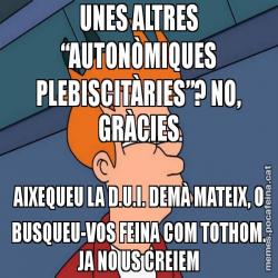 UNES ALTRES “AUTONÒMIQUES PLEBISCITÀRIES”? NO, GRÀCIES AIXEQUEU LA D.U.I. DEMÀ MATEIX, O BUSQUEU-VOS FEINA COM TOTHOM. JA NO US CREIEM