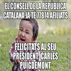 EL CONSELL DE LA REPÚBLICA CATALANA JA TÉ 77874 AFILIATS FELICITATS AL SEU PRESIDENT  CARLES PUIGDEMONT