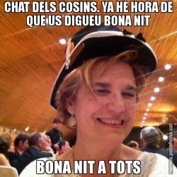 CHAT DELS COSINS. YA HE HORA DE QUE US DIGUEU BONA NIT BONA NIT A TOTS
