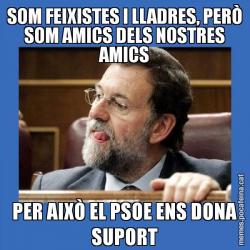SOM FEIXISTES I LLADRES, PERÒ SOM AMICS DELS NOSTRES AMICS PER AIXÒ EL PSOE ENS DONA SUPORT