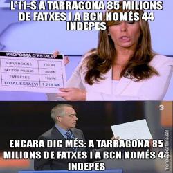 L'11-S A TARRAGONA 85 MILIONS DE FATXES I A BCN NOMÉS 44 INDEPES ENCARA DIC MÉS: A TARRAGONA 85 MILIONS DE FATXES I A BCN NOMÉS 44 INDEPES