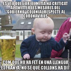 ES VEU QUE L'ORIOL MITJÀ HA CRITICAT AL TWITTER LES MESURES DEL "GOBIERNO" COLONIAL RESPECTE AL CORONAVIRUS COM QUE HO HA FET EN UNA LLENGUA ESTRANYA, NO SÉ QUÈ COLLONS HA DIT