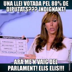 UNA LLEI VOTADA PEL 80% DE DIPUTATS??? INDIGNANT! ARA ME'N VAIG DEL PARLAMENT! ELIS ELIS!!!