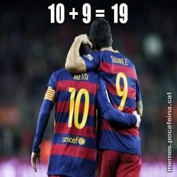 10 + 9 =  19