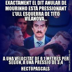 EXACTAMENT EL DIT ANULAR DE MOURINHO ESTÀ PRESSIONANT L'ULL ESQUERRA DE TITO VILANOVA... A UNA VELOCITAT DE 0.1 METRES PER SEGON, A UNA PRESSIÓ DE 3,4 HECTOPASCALS