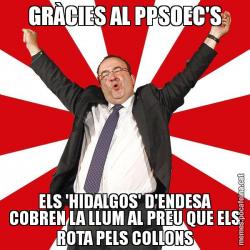 GRÀCIES AL PPSOEC'S ELS 'HIDALGOS' D'ENDESA COBREN LA LLUM AL PREU QUE ELS ROTA PELS COLLONS