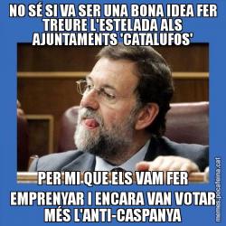 NO SÉ SI VA SER UNA BONA IDEA FER TREURE L'ESTELADA ALS AJUNTAMENTS 'CATALUFOS' PER MI QUE ELS VAM FER EMPRENYAR I ENCARA VAN VOTAR MÉS L'ANTI-CASPANYA