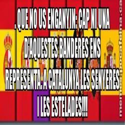 . QUE NO US ENGANYIN: CAP NI UNA D'AQUESTES BANDERES ENS REPRESENTA. A CATALUNYA LES SENYERES I LES ESTELADES!!!