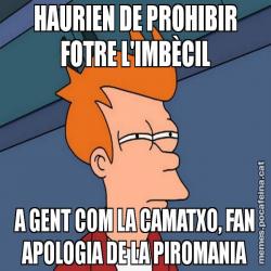 HAURIEN DE PROHIBIR FOTRE L'IMBÈCIL A GENT COM LA CAMATXO, FAN APOLOGIA DE LA PIROMANIA