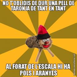 NO T'OBLIDIS DE DUR UNA PELL DE TARONJA DE TANT EN TANT AL FORAT DE L'ESCALA HI HA POLS I ARANYES